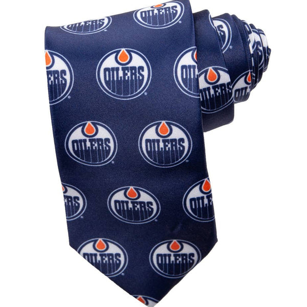 Cravate avec logo intégral des Oilers d'Edmonton