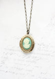 Cameo Necklace | Photo Locket Necklace | Aqua Lady Cameo 