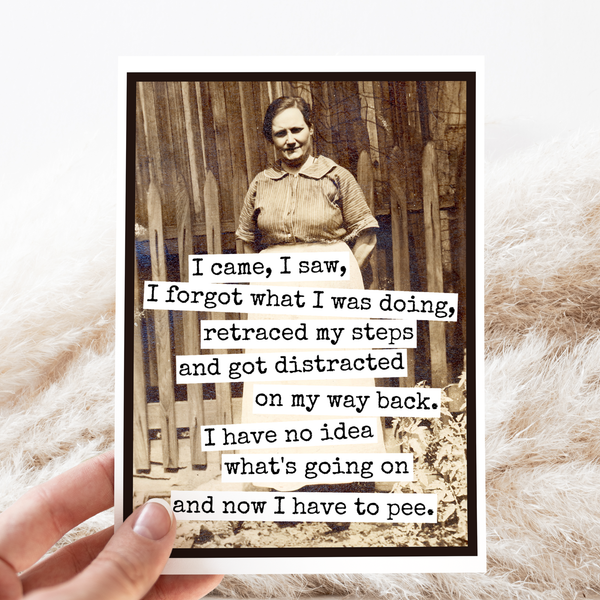 Funny Greeting Card. I Came, I Saw, I Forgot What I Was Doin by Raven's Rest Studio