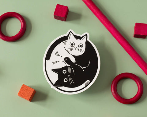 Yin Yang Cat Vinyl Sticker - cool cute cat