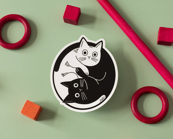 Yin Yang Cat Vinyl Sticker - cool cute cat