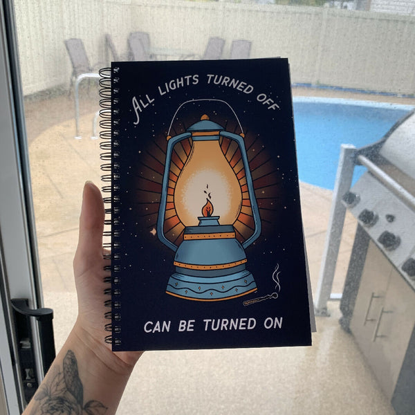 All lights turned off notebook