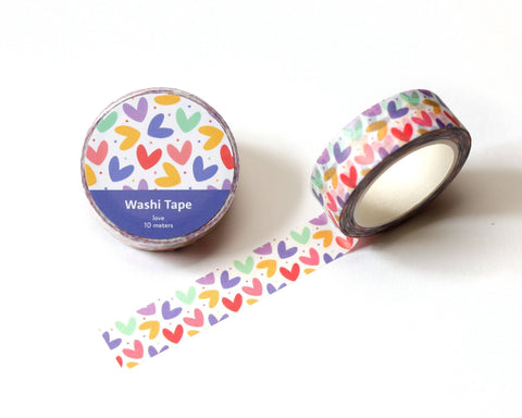 Colorful Hearts Washi Tape - 15mm x 10m