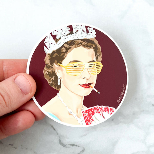 Queen playing poker sticker
