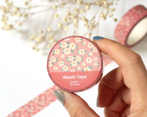 Blush Pink Floral Washi Tape - 15mm x 10m