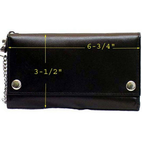 Genuine Leather Men's Tri-fold Biker/Truckers' Wallet