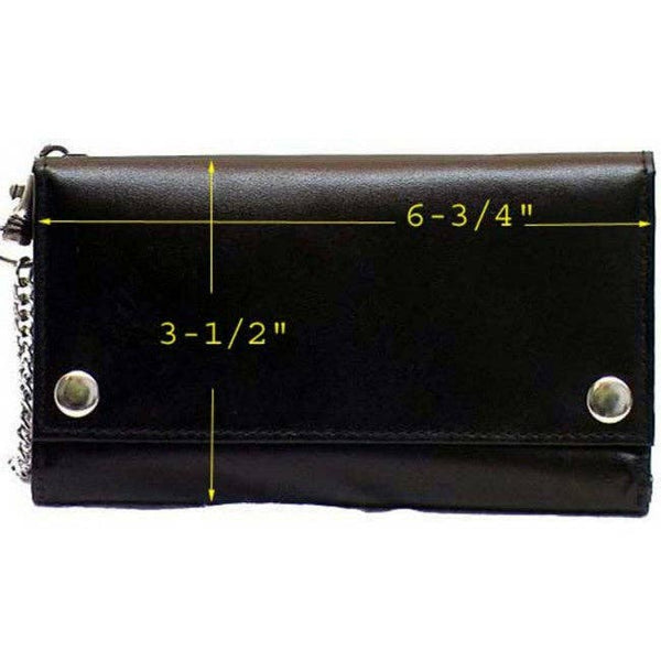 Genuine Leather Men's Tri-fold Biker/Truckers' Wallet