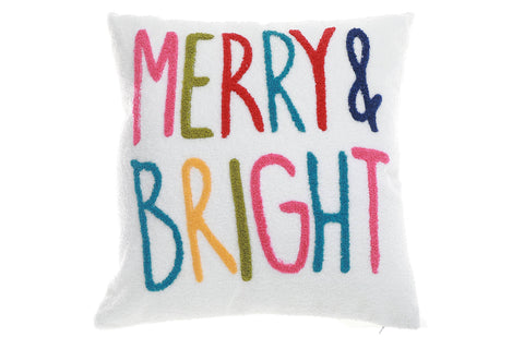 POLYESTER EMBROIDERED CUSHION (MERRY & BRIGHT) 380g FILLER