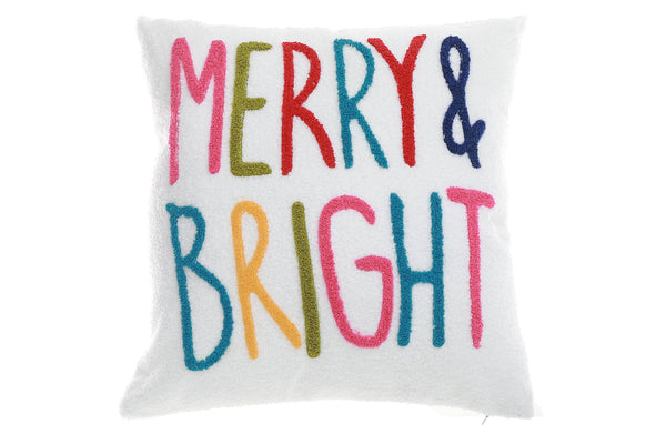 POLYESTER EMBROIDERED CUSHION (MERRY & BRIGHT) 380g FILLER