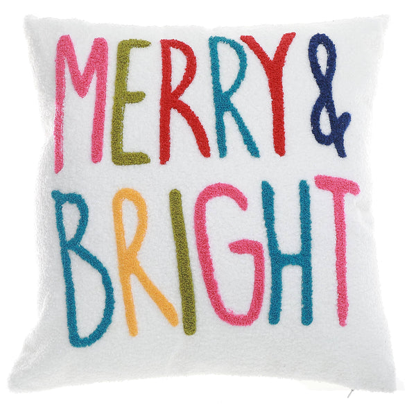 POLYESTER EMBROIDERED CUSHION (MERRY & BRIGHT) 380g FILLER
