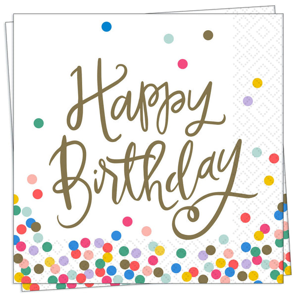 Happy Birthday Script Cocktail Napkin