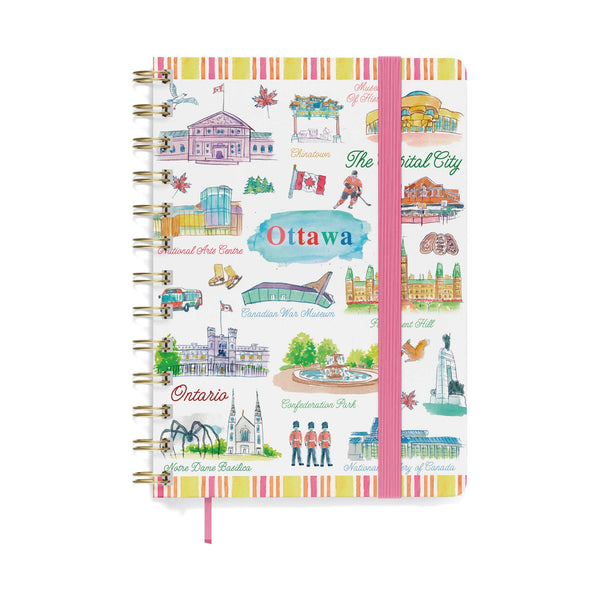 Ottawa Watercolor Landmarks Coil-Bound Notebook with Elastic Band – Canada Journal