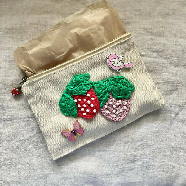 Strawberry Canvas Pouch