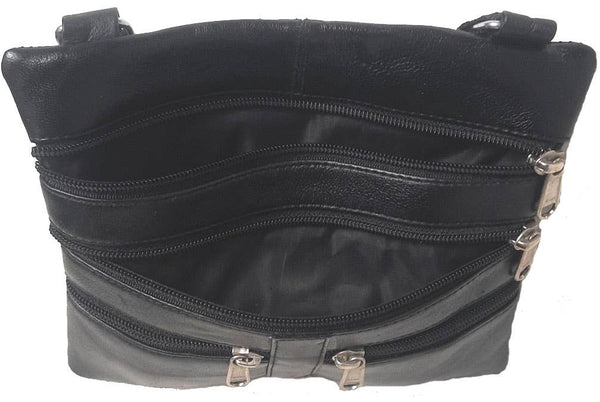 Genuine Lambskin Leather Women's Cross Body Bag BLACK