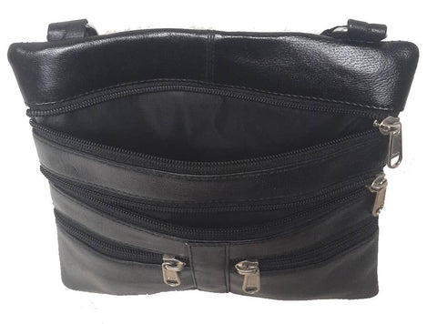 Genuine Lambskin Leather Women's Cross Body Bag BLACK