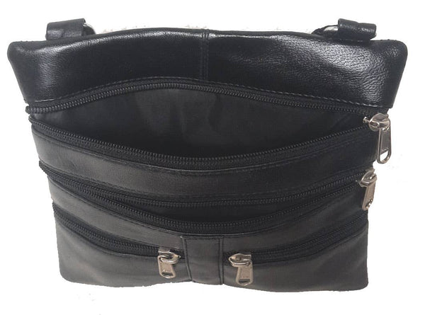 Genuine Lambskin Leather Women's Cross Body Bag BLACK