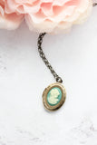 Cameo Necklace | Photo Locket Necklace | Aqua Lady Cameo 
