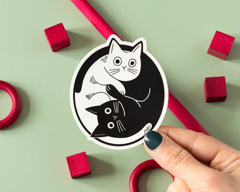 Yin Yang Cat Vinyl Sticker - cool cute cat