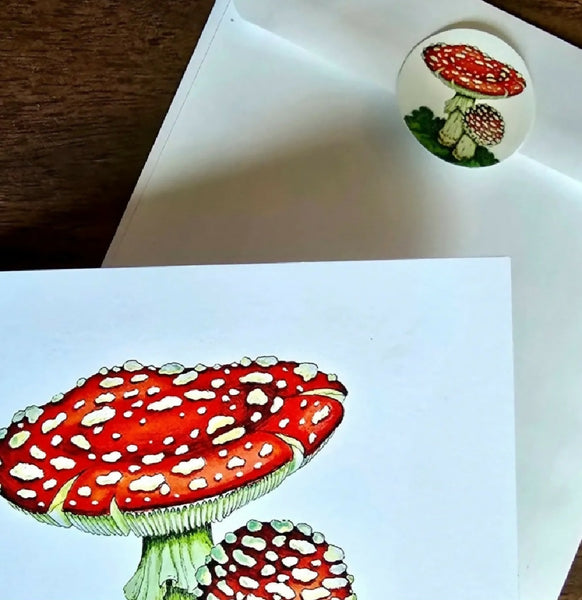Red Amanita Mushroom Card