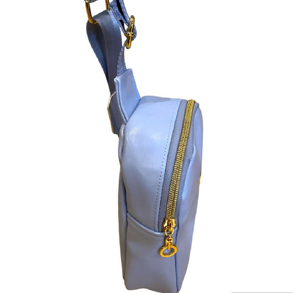 Powder Blue Faux Leather Sling Bag