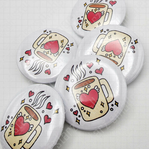 L004 - Magical Coffee / Tea / Drink Pinback Button / Badge
