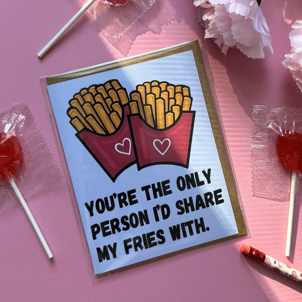 Carte de Saint-Valentin avec des frites