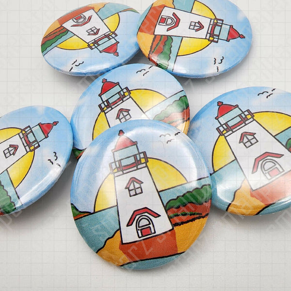L011 - Lighthouse Island Life Pinback Button / Badge