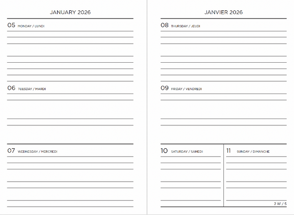 2025–2026 Smyth Academic Weekly Planner — Gold A5 Vegan Leather Luxe Agenda (18-Month, Bilingual)