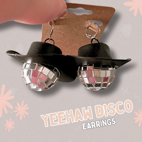 Yeehaw Discoball Earrings - Black