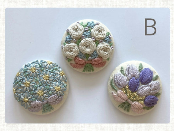 Brooch Embroidery Kit B (Set of 3)