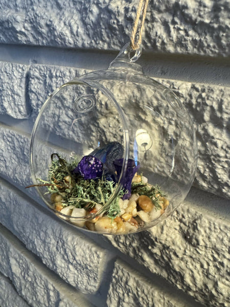 Glass bulb mushroom diorama purple moon