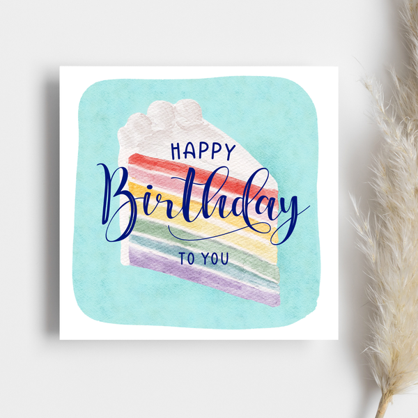 Happy Birthday Card - Rainbow Cake