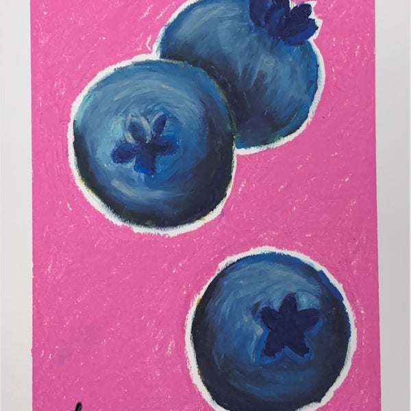 Blueberry - Framed Oil Pastel Print