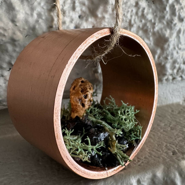 Ring Mushroom Ornament - round copper morel