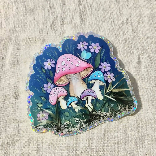 Mushrooms Glitter Sticker