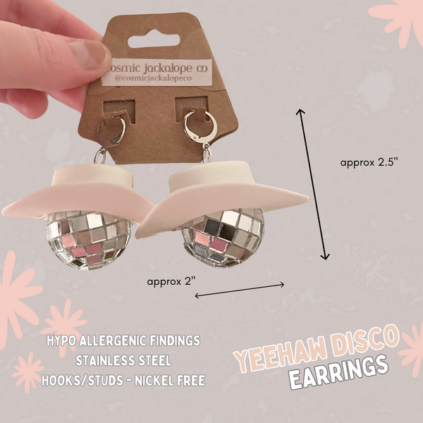 Yeehaw Discoball Earrings - White
