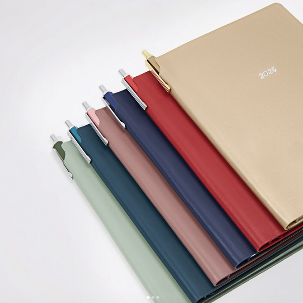 2026 Kuka Daily Planner — Pink Vegan Leather with Pen Loop & Elastic (5.5