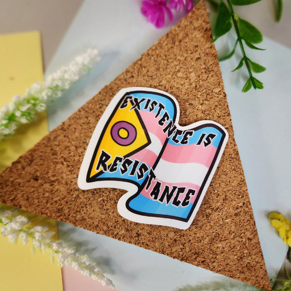 Transgender-Intersex Existence is Resistance Flag Sticker