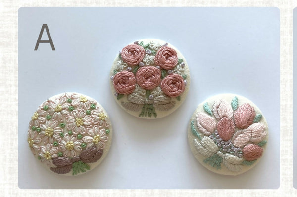 Brooch Embroidery Kit A (Set of 3)
