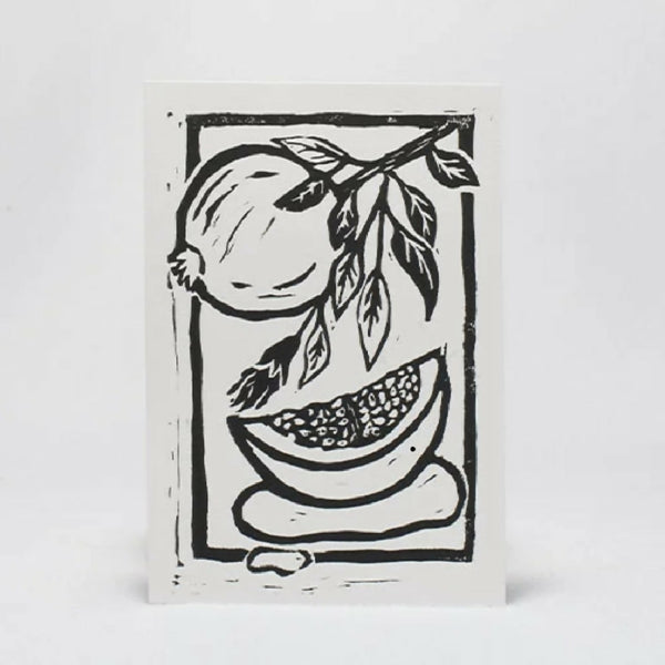 Pomegranate linocut print