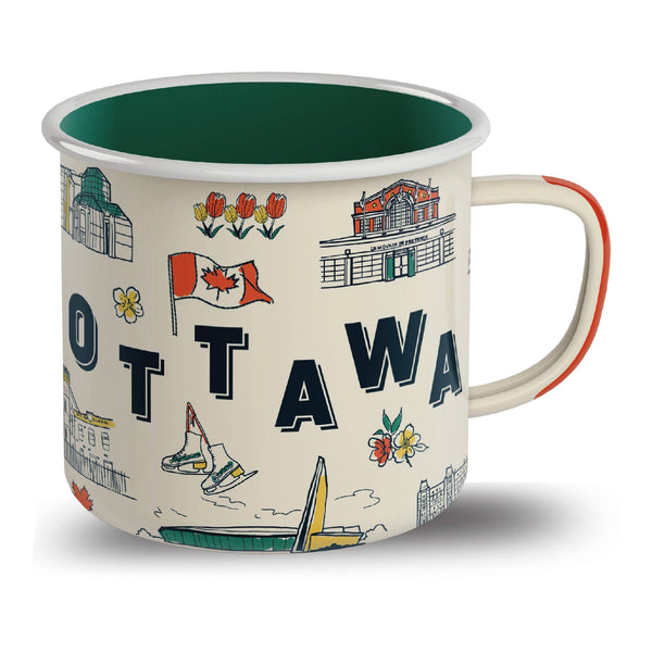 Ottawa Illustrated 350ml Enamel Mug – Travel Souvenir Coffee Cup
