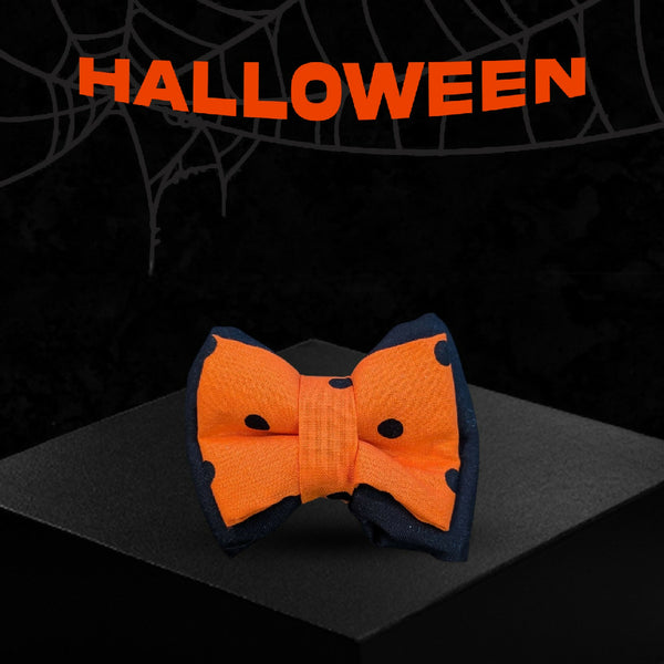 Orange with Black Polka Dots Bowtie