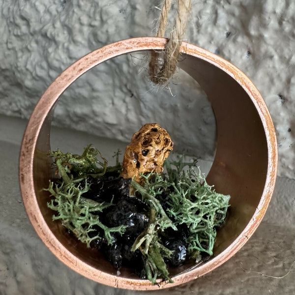 Ring Mushroom Ornament - round copper morel