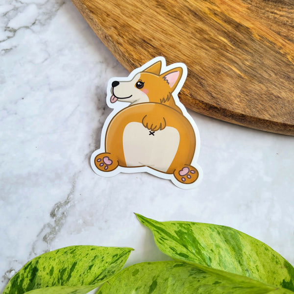 Corgi Bum 3" Vinyl Sticker