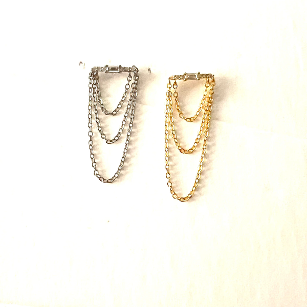 Sparkle Bar Chain Earrings gold and silver