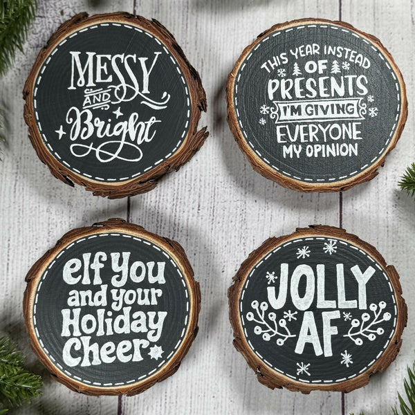 Wood Slice Christmas Magnet