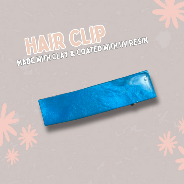 Clay Hair Clip - Blue Shimmer
