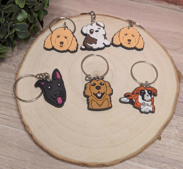 Variety of Rubber Dog Breed Keychains