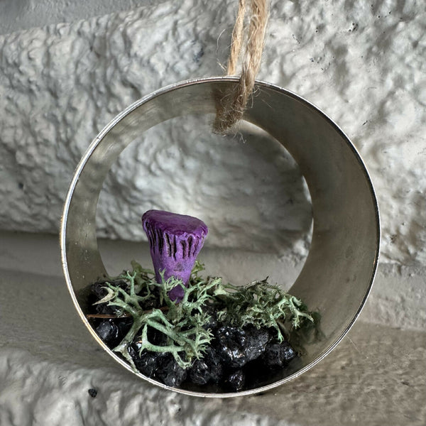Ring Mushroom Ornament - purple flat mushroom