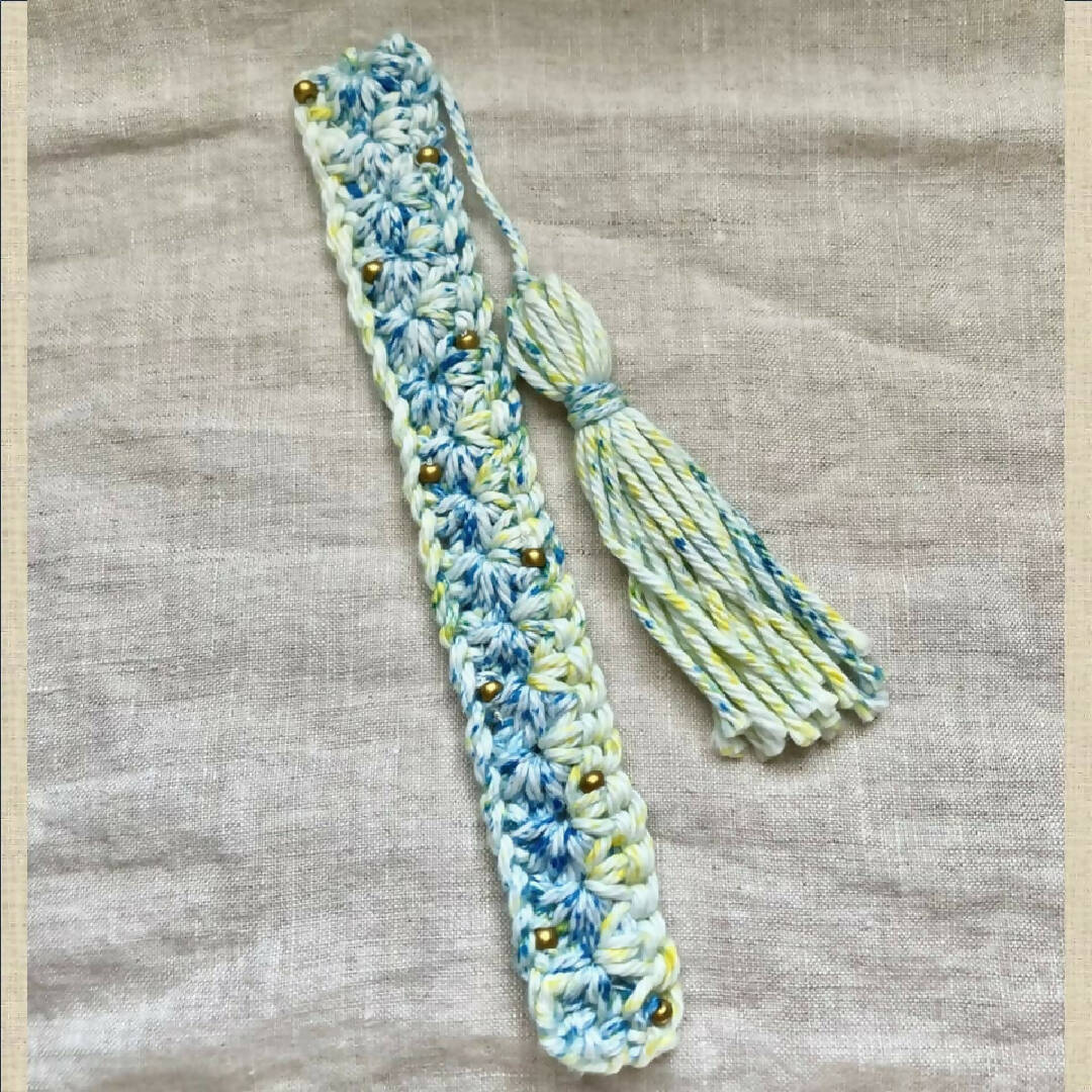 Crochet Star Stitched Bookmark with Decorative Beading